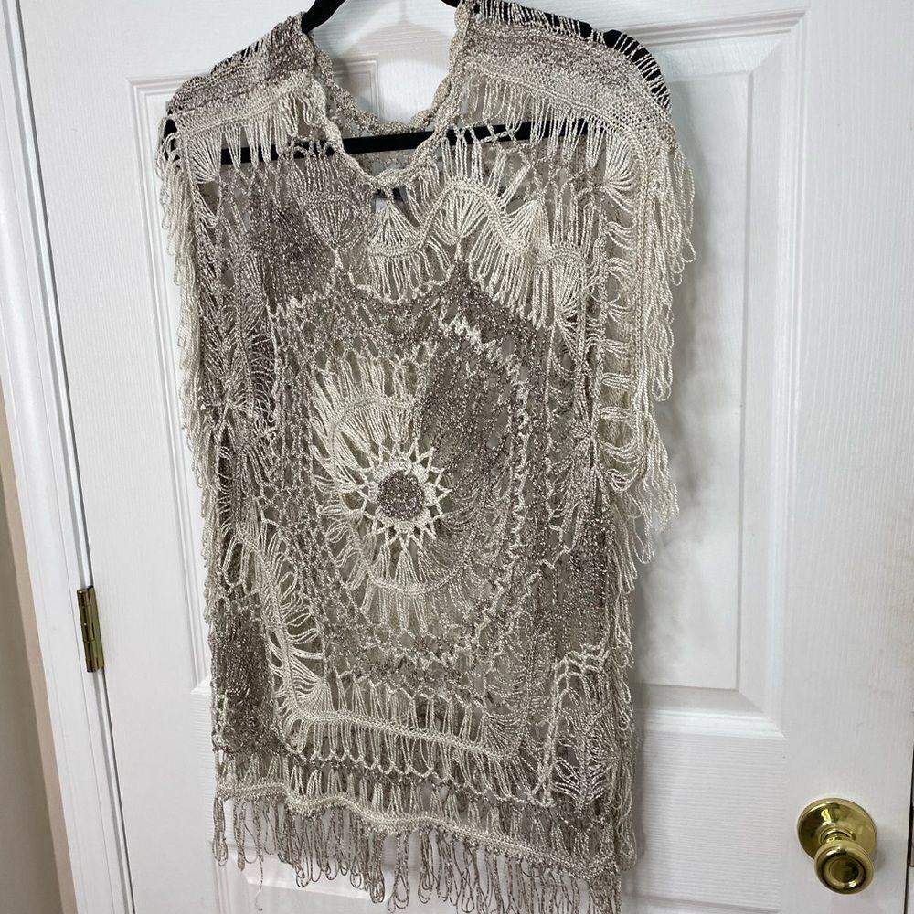 LaSeine knit crocheted sleeveless pullover sweater coverup, large/x large - Picture 8 of 11
